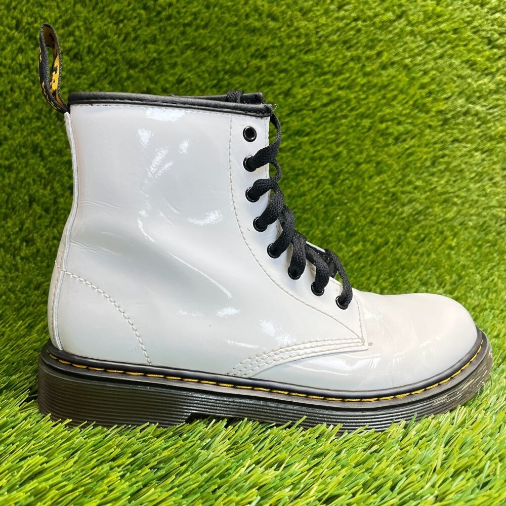 Dr. Martens 1460 Girls Size 3Y White Black Classic Outdoor Leather Lace Up Boots